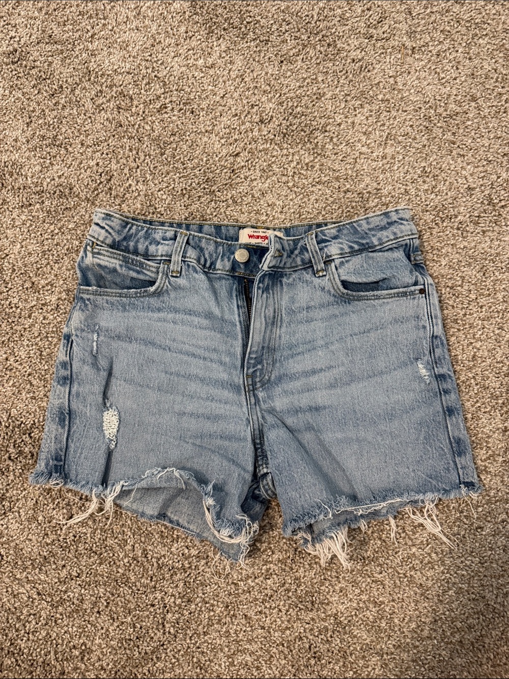 Wrangler Light Blue Frayed Hem Denim Shorts